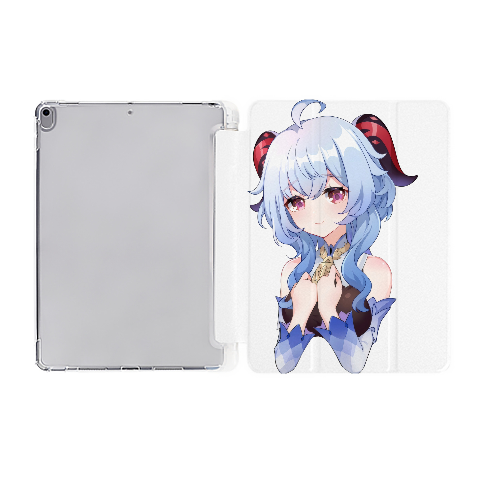 げんし神 甘雨 かんう genshin Ganyu IPad ケース ペン収納付き 三つ折りスタンド PUレザー×シリコン 対応機種9.5/10.5/10.9インチ